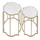 image 4 of Interiors by Premier Set Of 2 Tables With Quatrefoil Top, Brass Finish Bedside Table, Sleek Gold Metallic Nesting Table White
