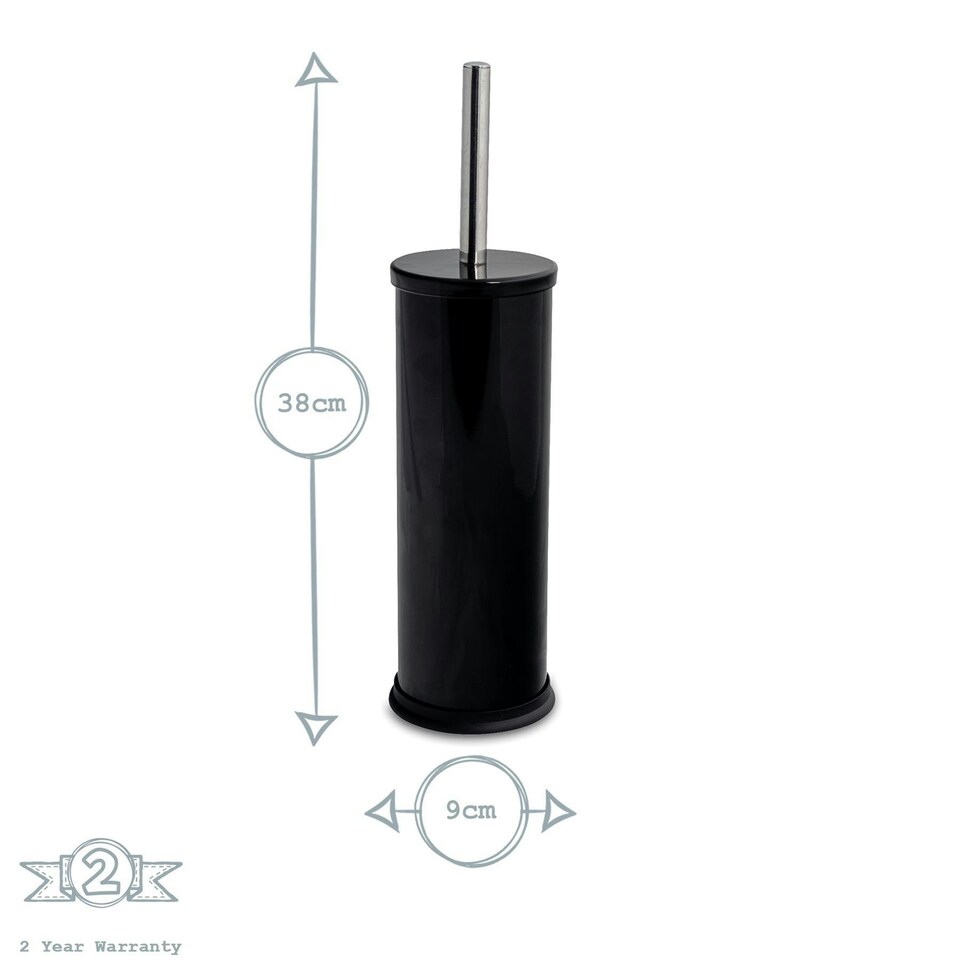 image 1 of Harbour Housewares Round Toilet Brush & Bin Set - Black | Black