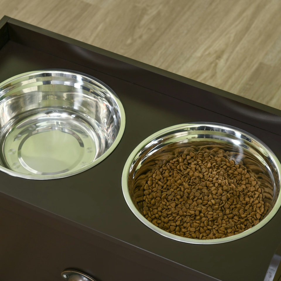 image 1 of PawHut Stainless Steel Raised Dog Bowl w/ 21L Storage Drawer, for Large Dogs