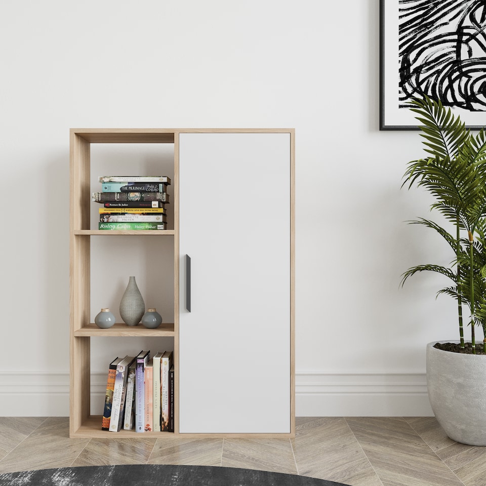 image 1 of Decorotika Patrick 3 Shelves and a Cabinet Bookcase