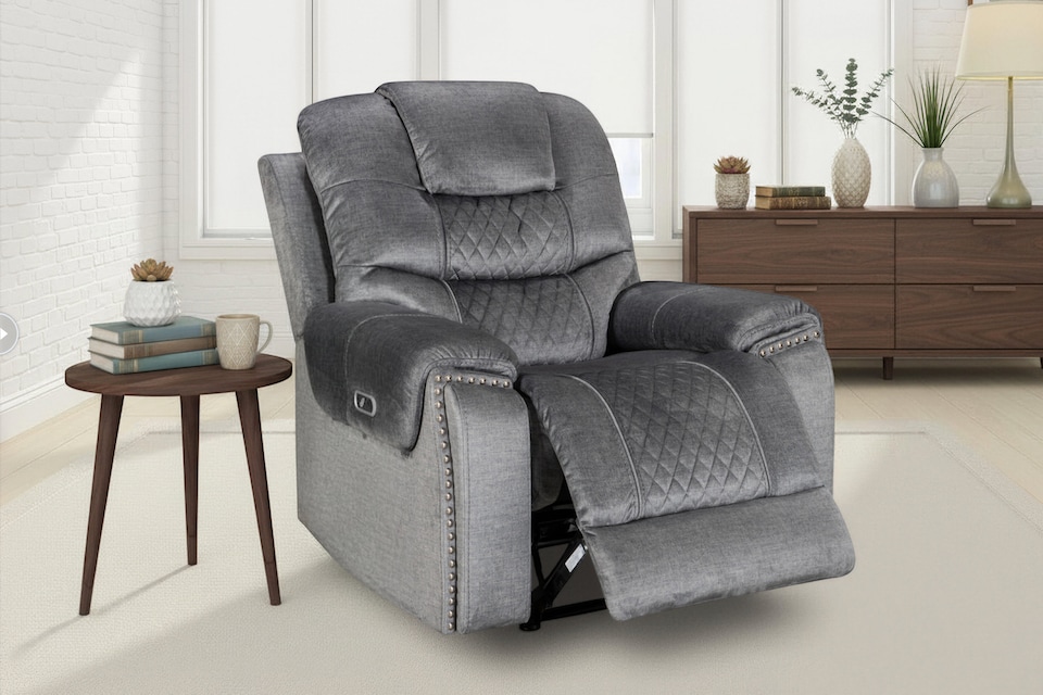 image 1 of Chenille Fabric Grey Electric Recliner Chair RAVENNA
