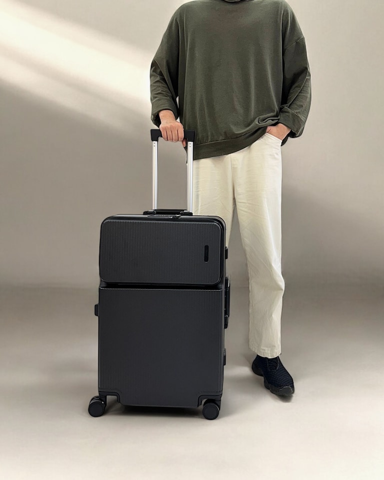 image 1 of Medium Suitcase 24’ Inch Hard Shell Checked Luggage - Lightweight, Durable with Built-in Cupholder, TSA Lock, Dual Spinner Wheels