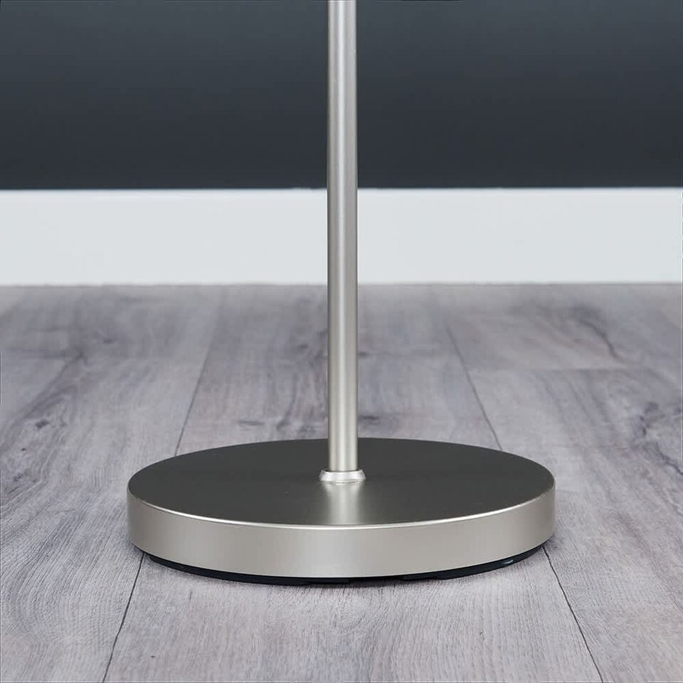 image 1 of ValueLights Charlie Brushed Chrome Floor Lamp Black Taper Shade and Bulb