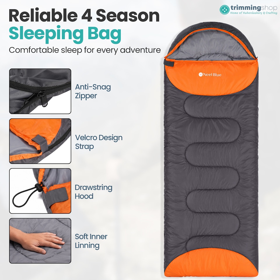 image 1 of 300GSM Sleeping Bag for Adults, Waterproof Camping Gear - 4 Season