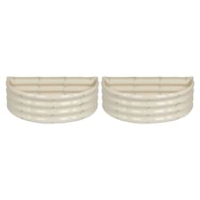 Harbour Housewares Semicircular Steel Raised Beds - 90cm x 45cm - Ivory - 2pc | Cream