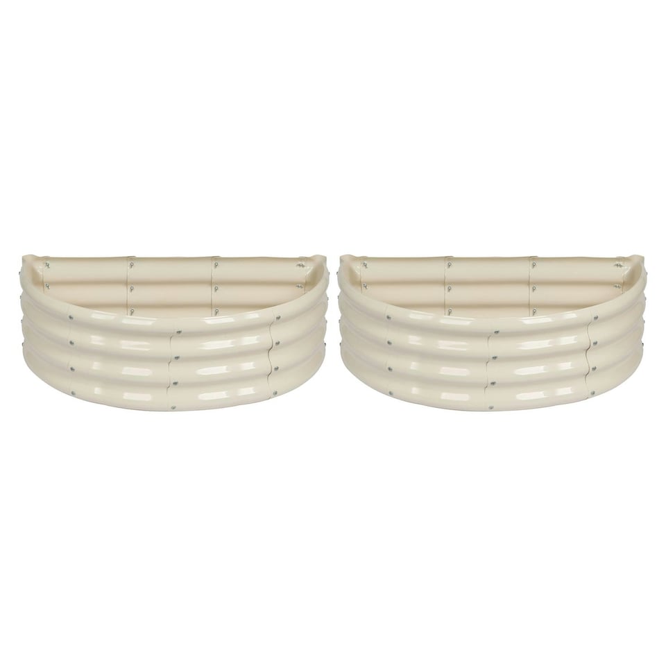 image 1 of Harbour Housewares Semicircular Steel Raised Beds - 90cm x 45cm - Ivory - 2pc | Cream