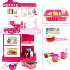My Little Chef Kitchen Play Set – 30-Piece Pretend Cooking Kit with Light & Sound Features (Pink)  For Kids Ages 3+