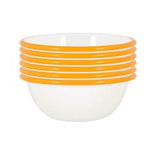 Argon Tableware 16cm Coloured Enamel Bowls - Set of 6 - Lightweight Metal Camping Serving Bowls for Snacks, Pasta, Salad | Yellow | Yellow