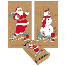 Pack of 20 Luxury Slim Santa and Snowman Design Christmas Cards