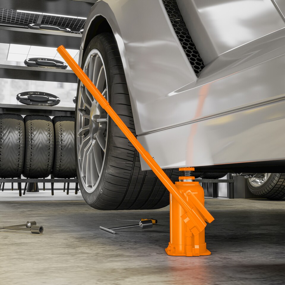 image 1 of HOMCOM 12 Tonne Hydraulic Bottle Jack with 19-37 cm Lifting Range, Heavy Duty Portable Compact Car Jack Lift with Saddle and 3 Section Handle for Pickup, Truck, Auto Repair Maintenance, Orange