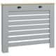 image 1 of HOMCOM Radiator Cover with Drawer, Horizontal Slatted Grill, Grey Painted MDF Wood Cabinet Shelf Heating Cover for Living Room Bedroom Hallway, Medium