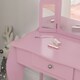 image 8 of HOMCOM Makeup Dressing Table Set with Tri-Folding Mirror and Drawer, Pink Pink