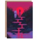 image 1 of Full Moon Witch Ritual Neon Pink Fantasy Art Halloween Greeting Card