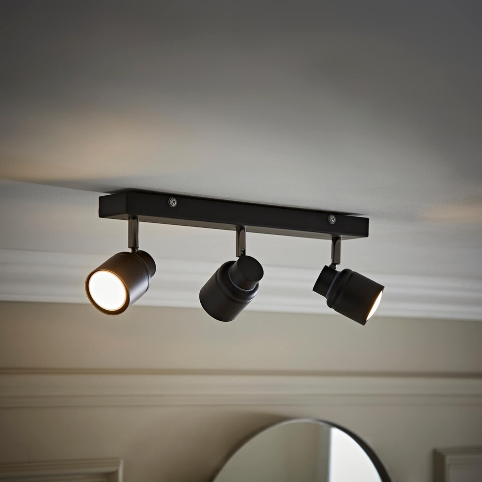 image 1 of ValueLights Benton Black IP44 Bar Bathroom Ceiling Light | Black