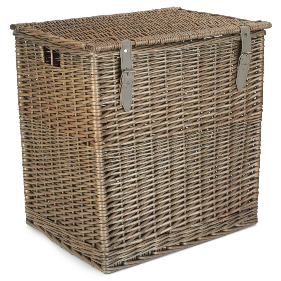 image 1 of Wicker Large Antique Wash Vintner Storage Picnic Basket Brown | Brown | One Size