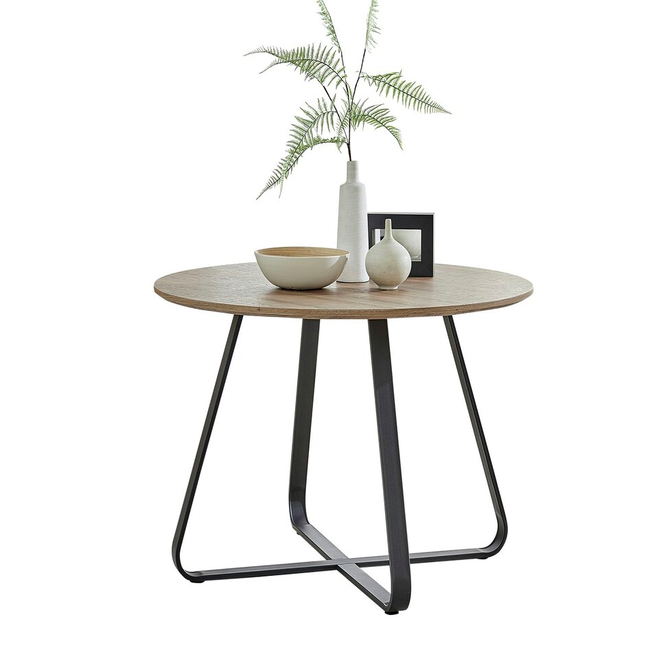 image 1 of Furniturebox Santorini Brown Wood Contemporary Round Dining Table