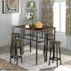 image 7 of 6PC Industrial Dining Table And Stools Set Rustic Brown Brown