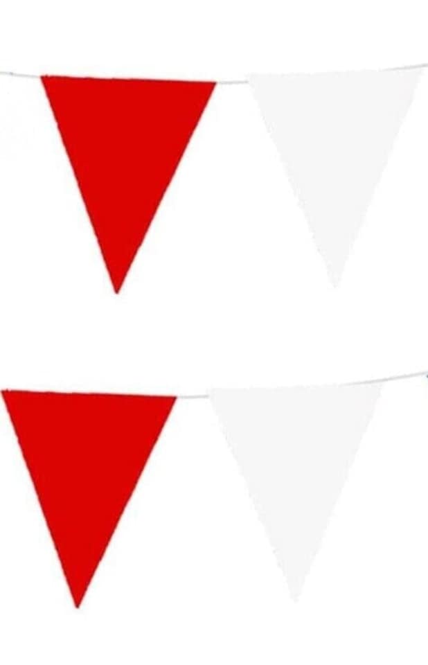White Red Alternate Party Bunting 10m with 20 Pennants England