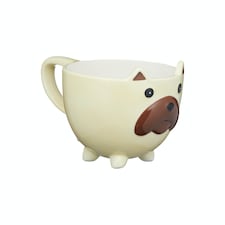 KitchenCraft Painted Ceramic Novelty Pug Mug | Cream