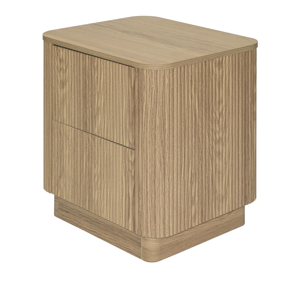 image 1 of Winthorpe Wooden 2 Drawer Bedside Cabinet Nightstand Table Oak