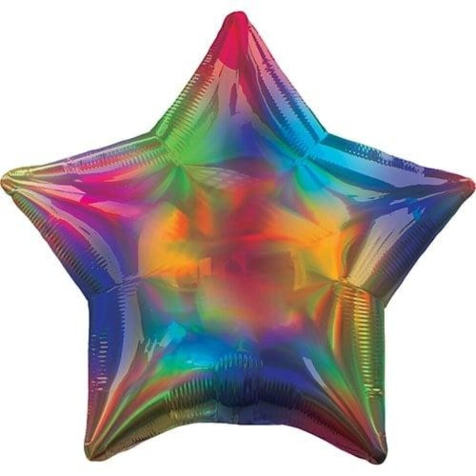 Rainbow Iridescent Star Foil Helium Balloon 48cm / 19 in Multi