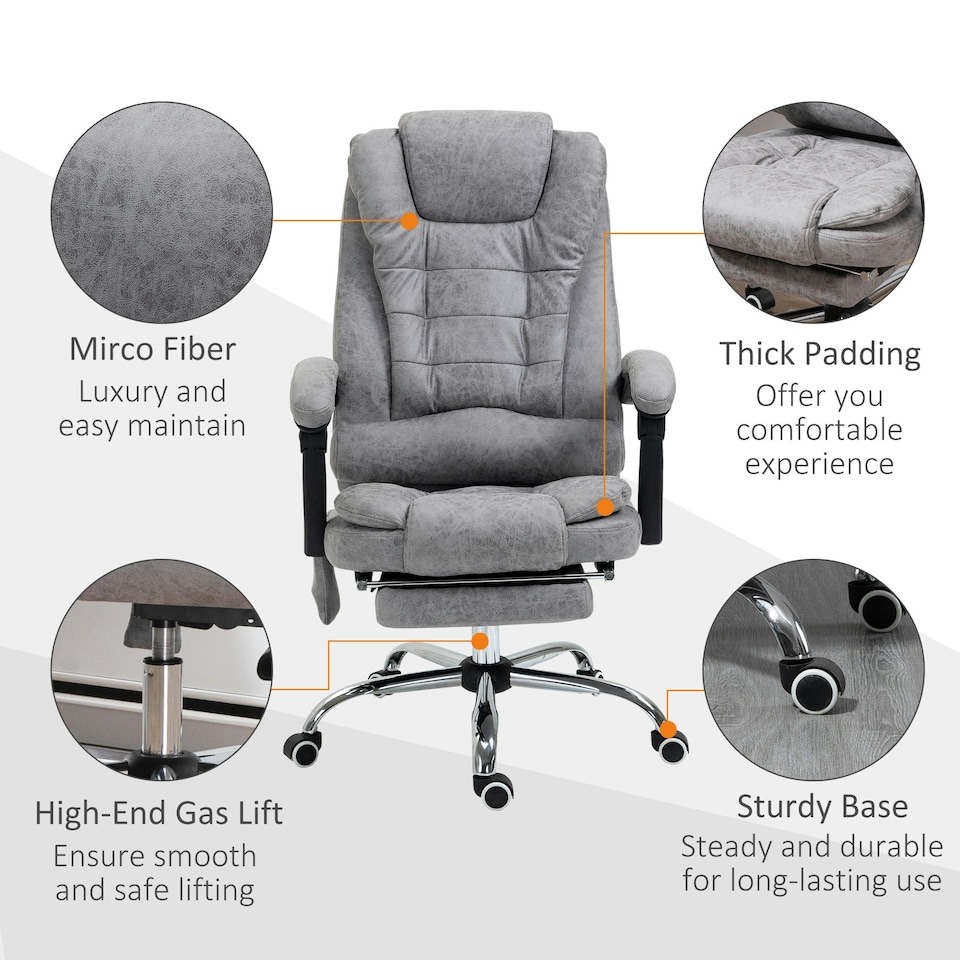 image 1 of Vinsetto Heated 6 Points Vibration Massage Executive Office Chair Grey