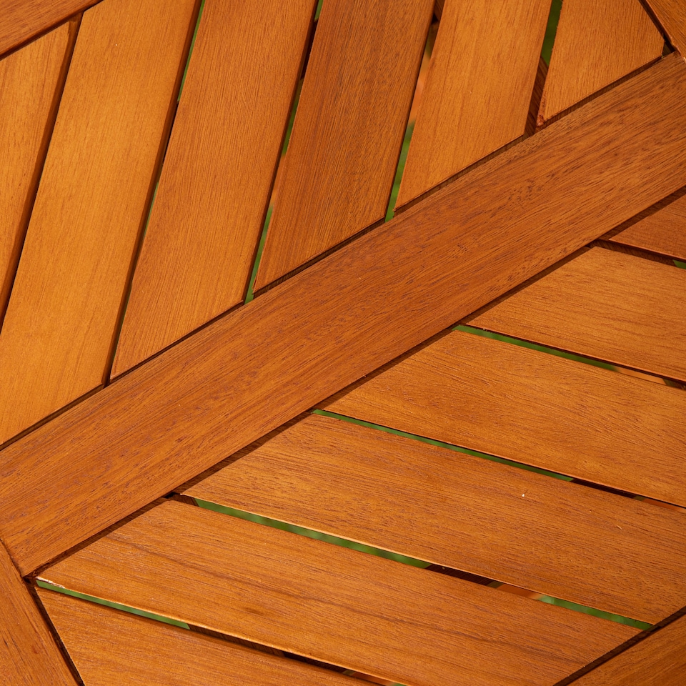 image 1 of Outdoor Wooden Garden Slatted Side Table with 2 Chairs