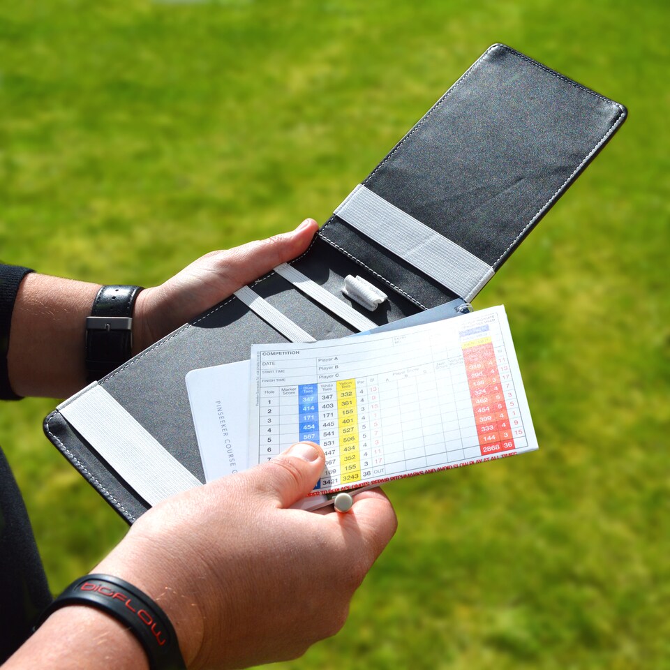 image 1 of Premium Croc Golf Scorecard Holder - Brown / Black