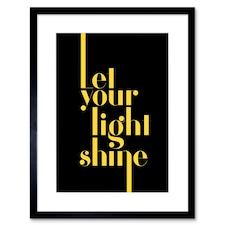 Let Your Light Shine Quote Yellow Extended Line 9x7" Black Framed Wall Art Print