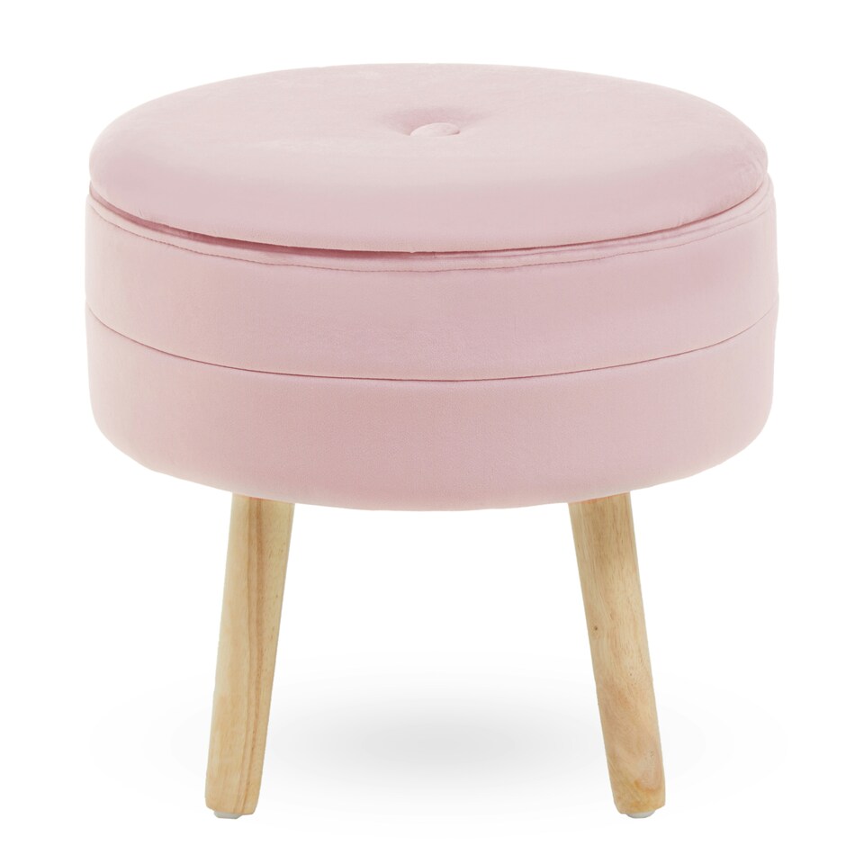 image 1 of Interiors By Premier Stylish Pink Velvet Stool, Durable Kitchen Bar Stool For Bedroom, Versatile Design Bar Stool For Guests
