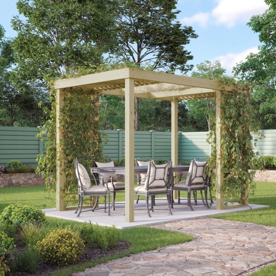 image 1 of Panel Pergola - Wood - L240 x W240 cm - Light Green