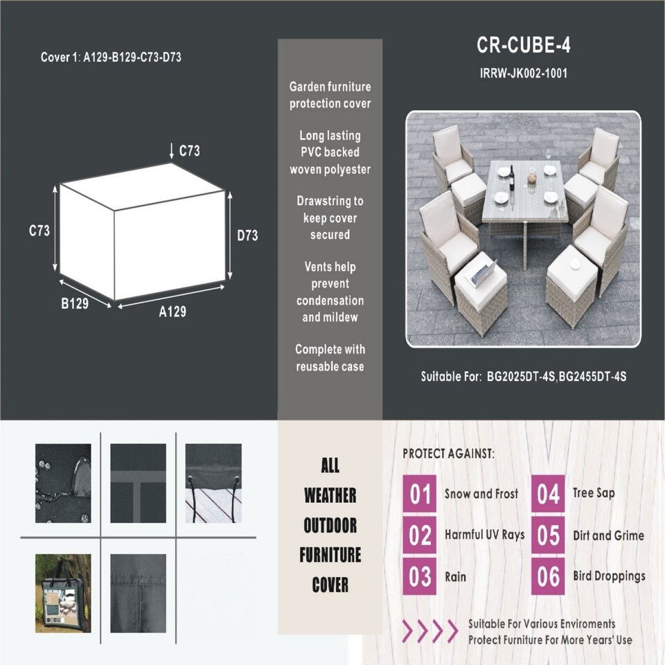 image 1 of Direct Wicker Garden Protective Cover - 4 Seat Cube