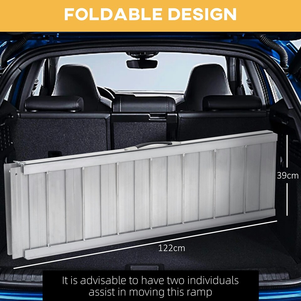 image 1 of HOMCOM 4ft Folding Aluminum Wheelchair Ramp Scooter Portable Mobility Assist Suitcase Access Aid Disabled