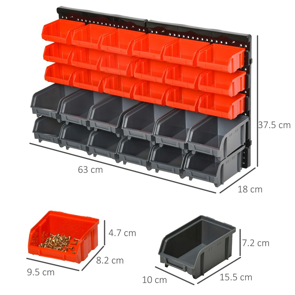 image 1 of DURHAND 30 Cubbie On-Wall Storage Board Tool Screw Organiser Garage w/ Screw Kit