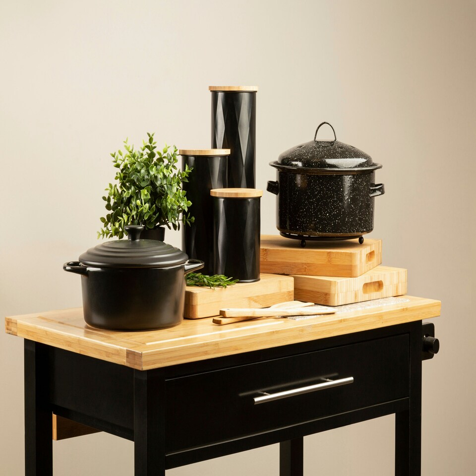 image 1 of Interiors by Premier Black Small Storage Canister, Stylish Textured Metal Jar With Lid For Tea, Coffee Or Sugar, Compact