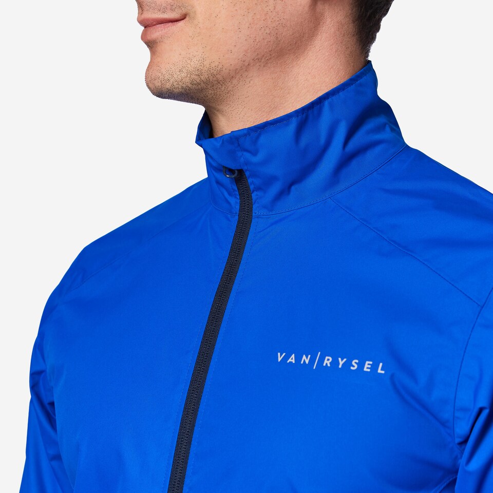 image 1 of Decathlon Men's Long-Sleeved Road Cycling Rain Jacket RC100 - Indigo Blue