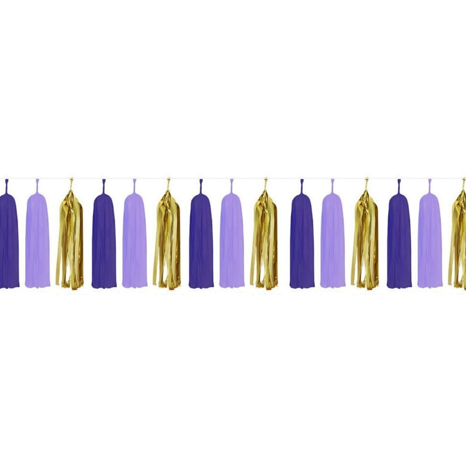 image 1 of Paper Tassels (15pcs) - Purple & Gold