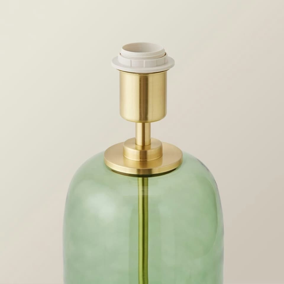 image 1 of ValueLights Leigh Forest Green Glass and Gold Detail Table Lamp Base | White