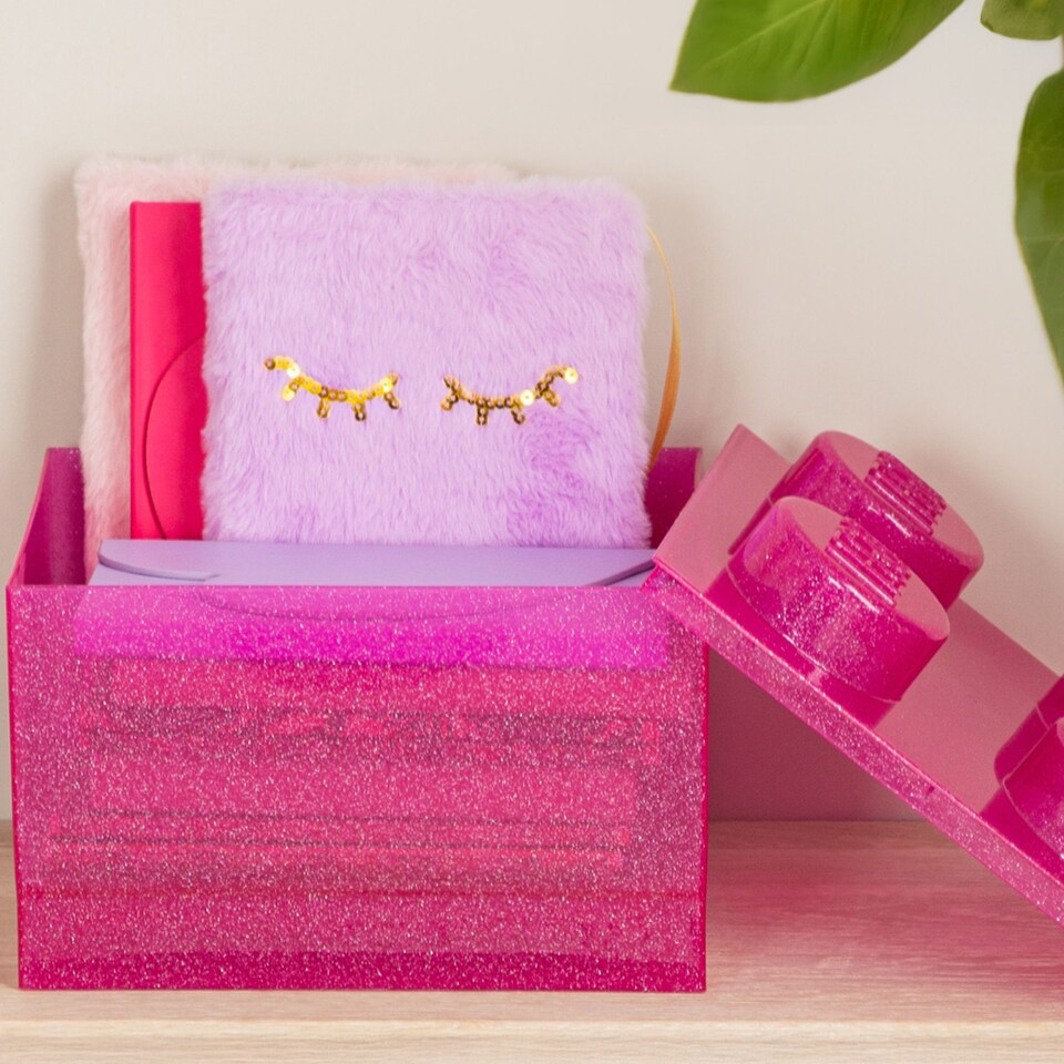 image 1 of LEGO Storage Brick 4 Stud - Glitter Medium Violet