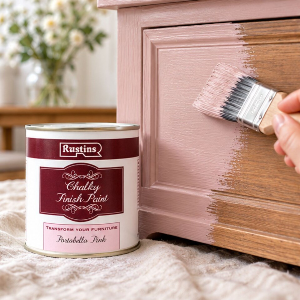 image 1 of Rustins Quick Dry Chalky Finish Paint Portobello Pink 500ml