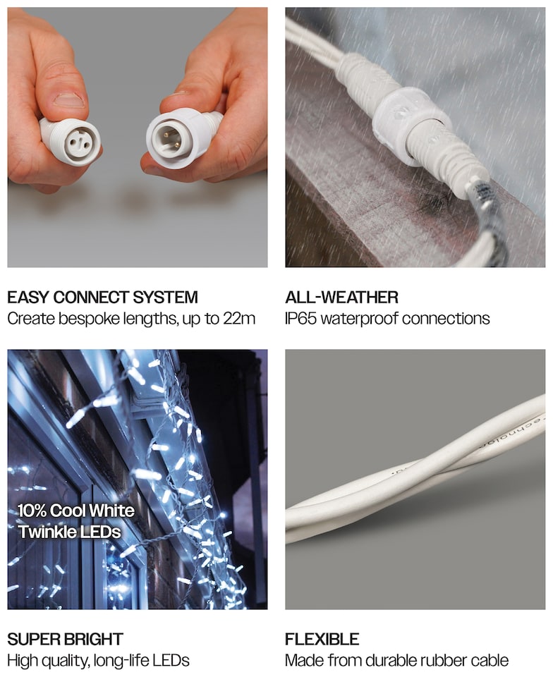 image 1 of Icicle lights White Rubber 60/40/20 Drop 10% 13M