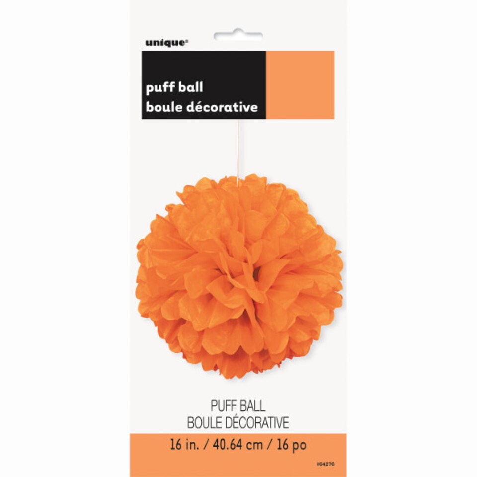 image 1 of Orange Honeycomb Hanging Decoration Puff Ball 40cm