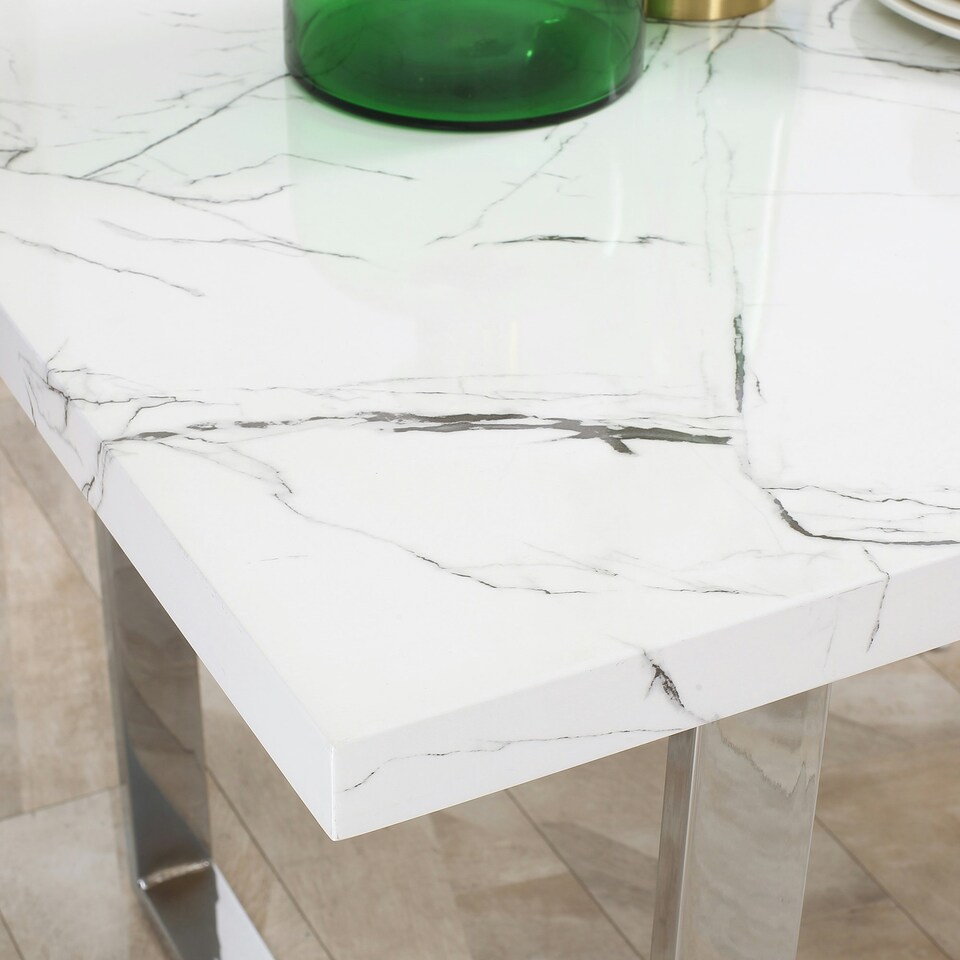image 1 of HOMCOM 160 cm Rectangular Dining Table Kitchen Table for 6-8 People White