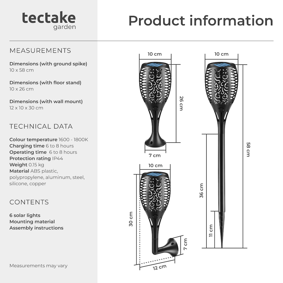 image 1 of Solar Garden Lights - set of 6, automatic on-off sensor, up to 8 hours use