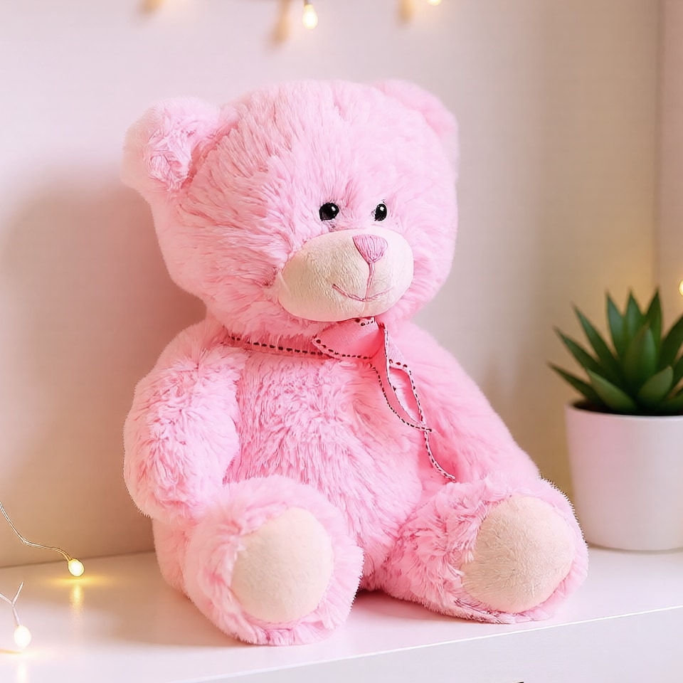 image 1 of The Magic Toy Shop Pink Teddy Bear 11 Inch Plush Stuffed Toy for Baby Girls Boys