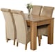 image 1 of Dakota 127 x 82cm Oak Small Dining Table and 4 Montana Fabric Chairs | Brown | Beige