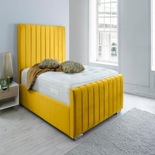 Sancia Plush Double Bed Frame - Mustard Gold