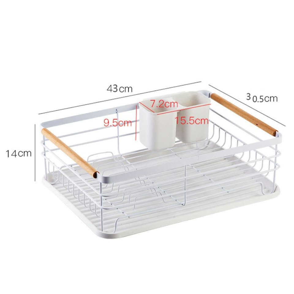 image 1 of Living and Home Dish Drainer Rack with Removable Drainboard - White | White