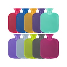 Fashy 2 Litre Single Ribbed Hot Water Bottles - Assorted Pack of 10