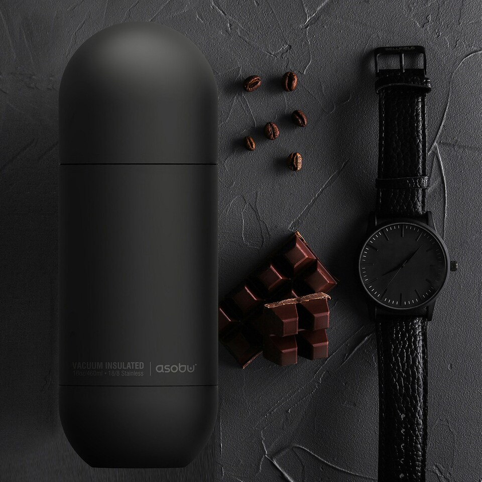 image 1 of Asobu Orb Stainless Steel Insulated Water Bottle Black 400ml